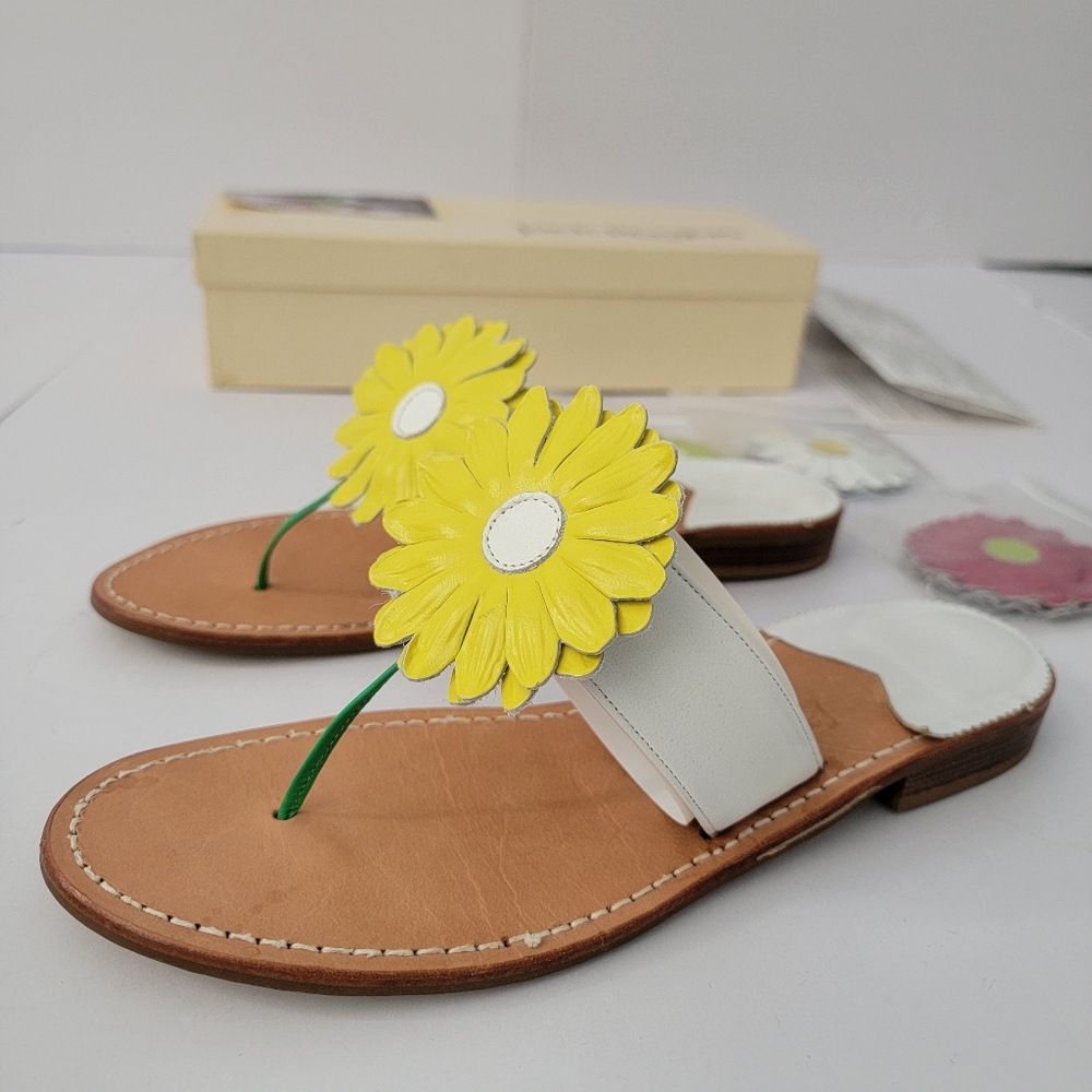 Jack Rogers Yellow Floral White Sandals